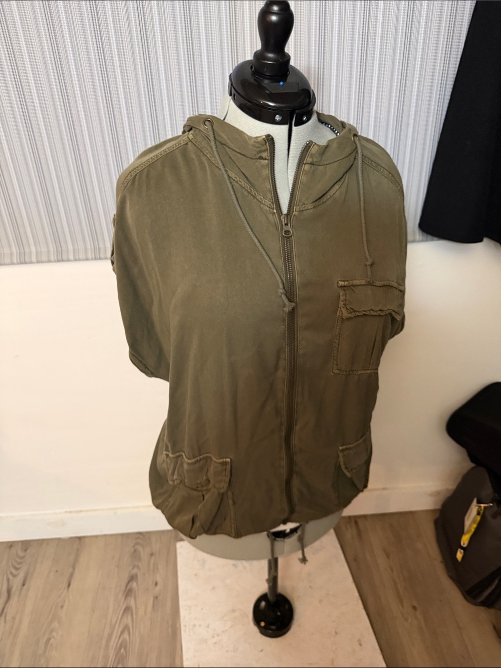 Maurices Olive Green Hooded Utility Zip Jacket